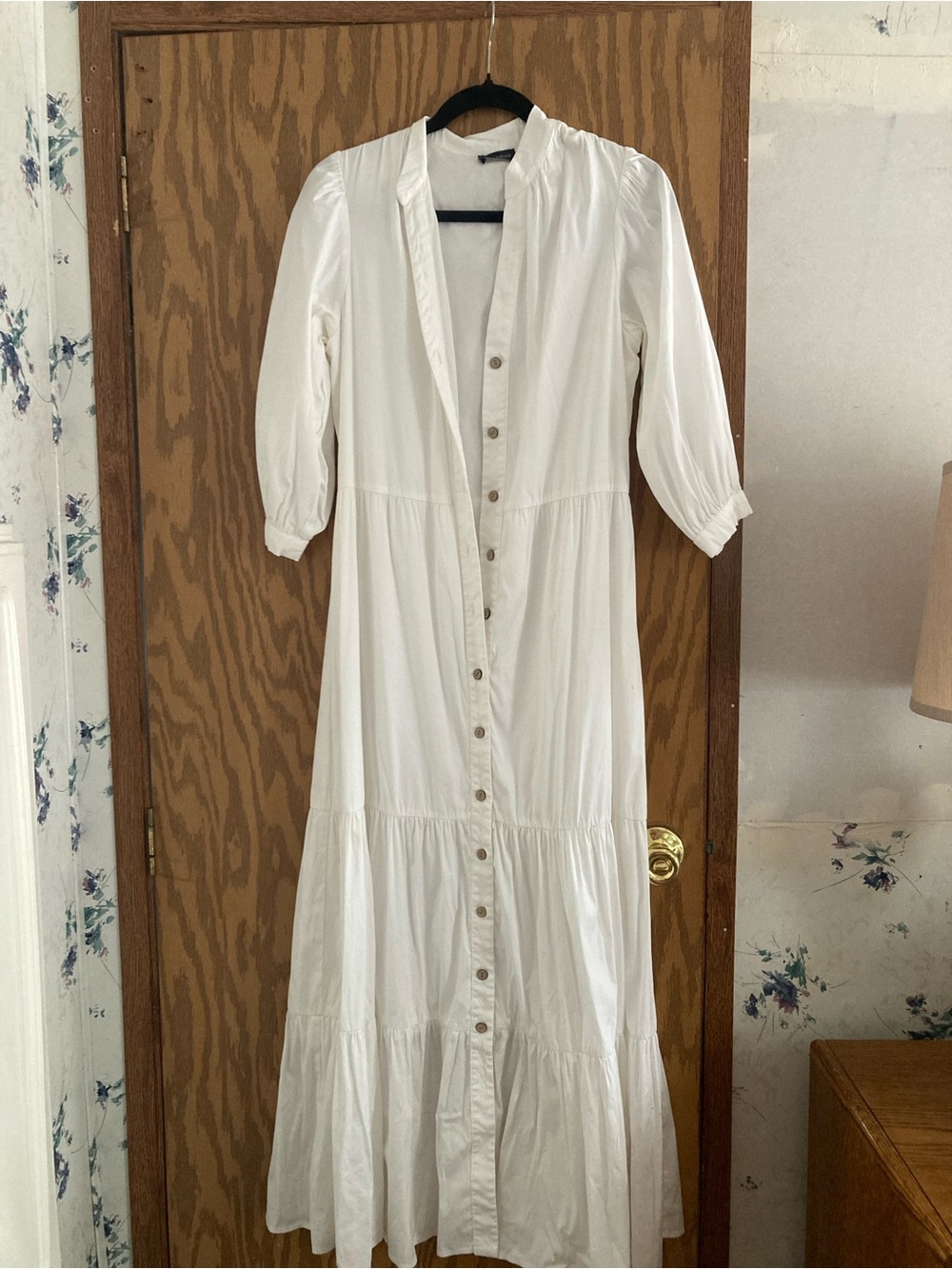 Lucchese White Button-Down Tiered Maxi Dress